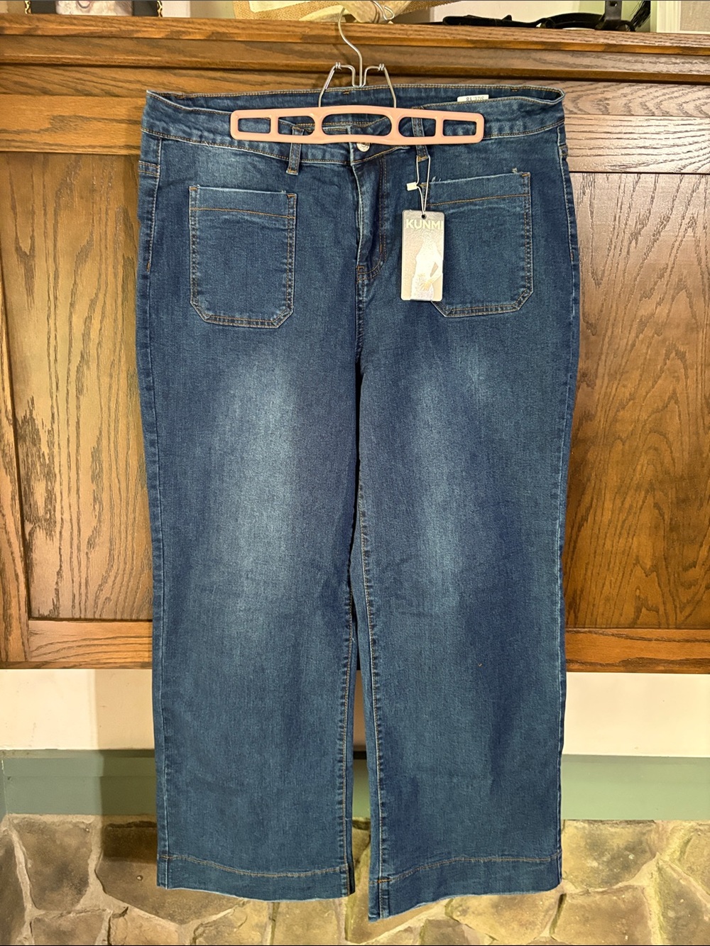Wide Leg Women's Jeans in Dark Blue